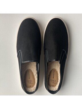 Time And Tru Women's Size 10 Black Slip On Sherpa Lined Mule Shoes